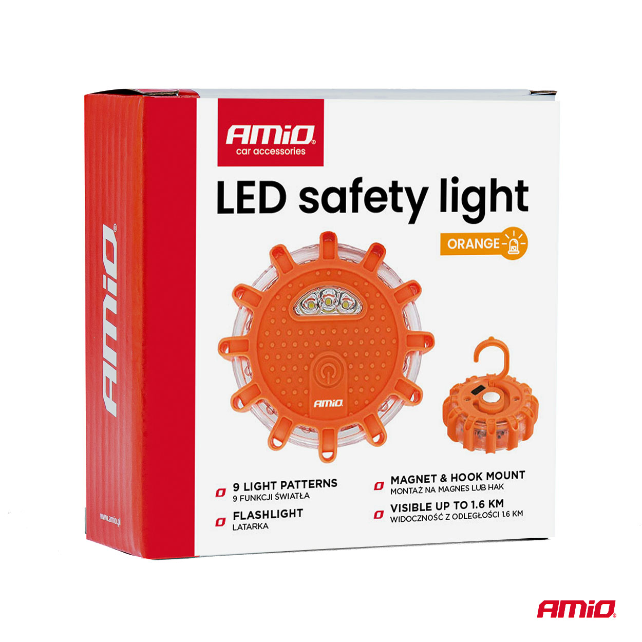 Samochodowa lampa awaryjna akumulatorowa z funkcją latarki 12SMD+3SMD 650 mAh światło pomarańczowe — ujęcie 8