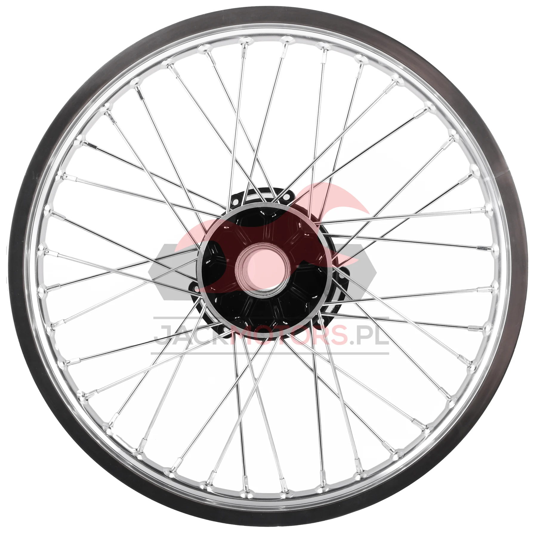 Koło jezdne przód MZ ETZ 1,85 × 18 aluminium DPR Classic hamulec tarczowy czarna piasta + szprychy chrom — ujęcie 2