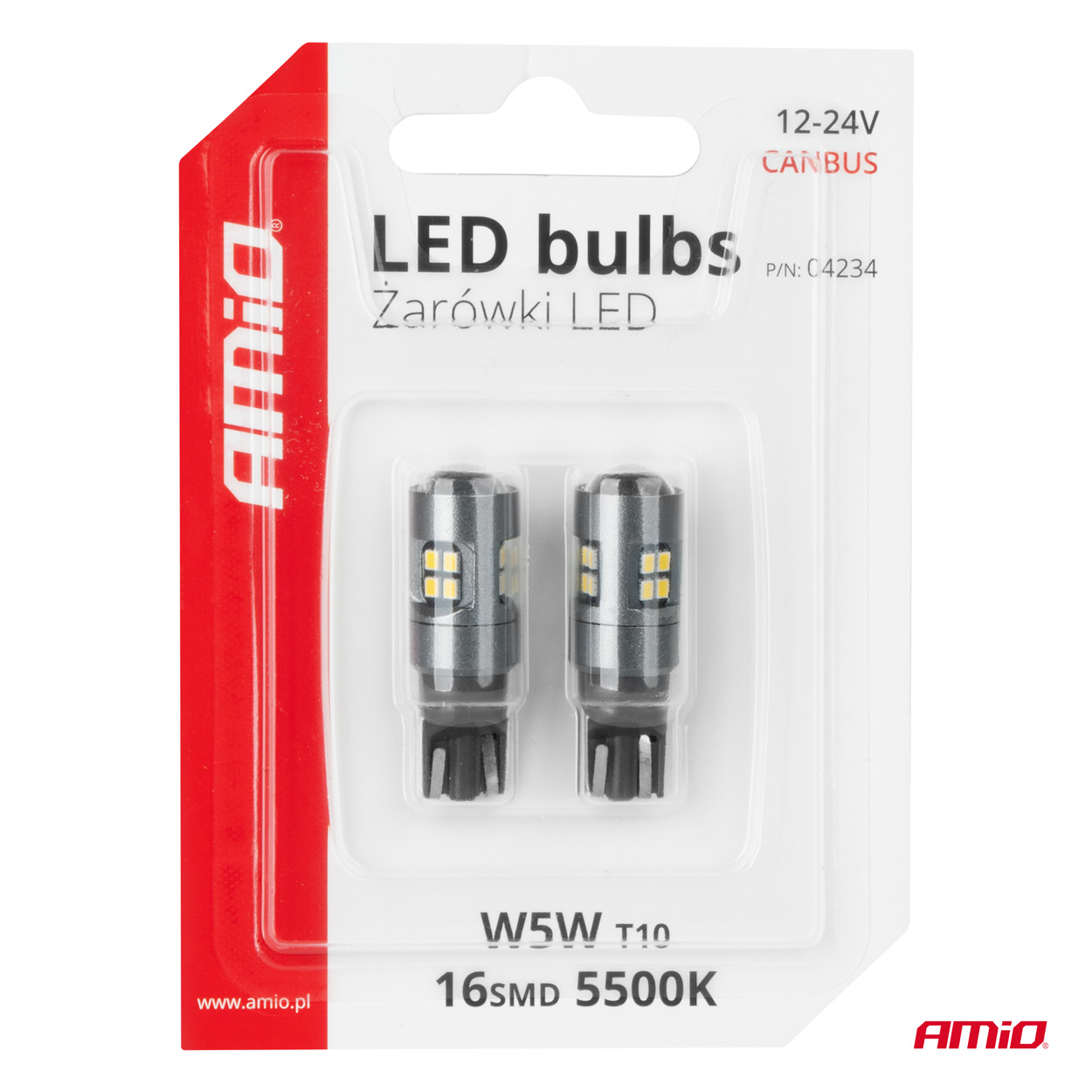 Żarówki LED CANBUS T10 W5W 16SMD 2016 White 12 V 24 V — ujęcie 5