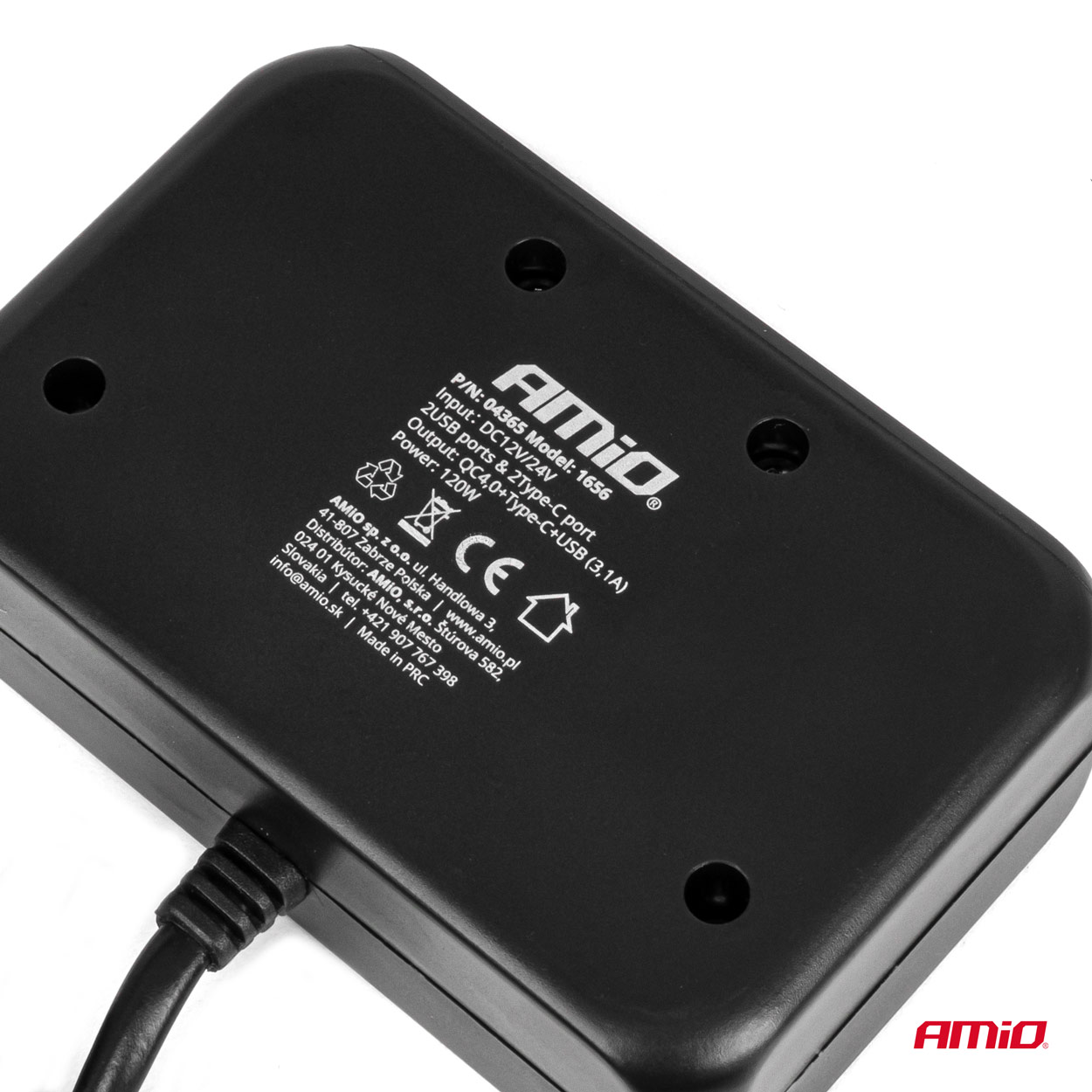 Rozdzielacz gniazda zapalniczki z ładowarką 1x USB-A 1x USB-C QC4.0 12 V 24 V 120 W 80 cm — ujęcie 4