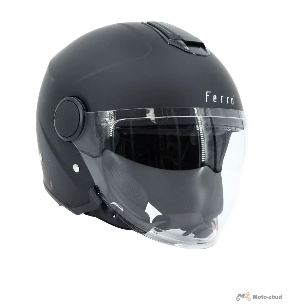Kask Ferro OF828 z szybą i blendą przeciwsłoneczną bez szczęki czarny mat XXL