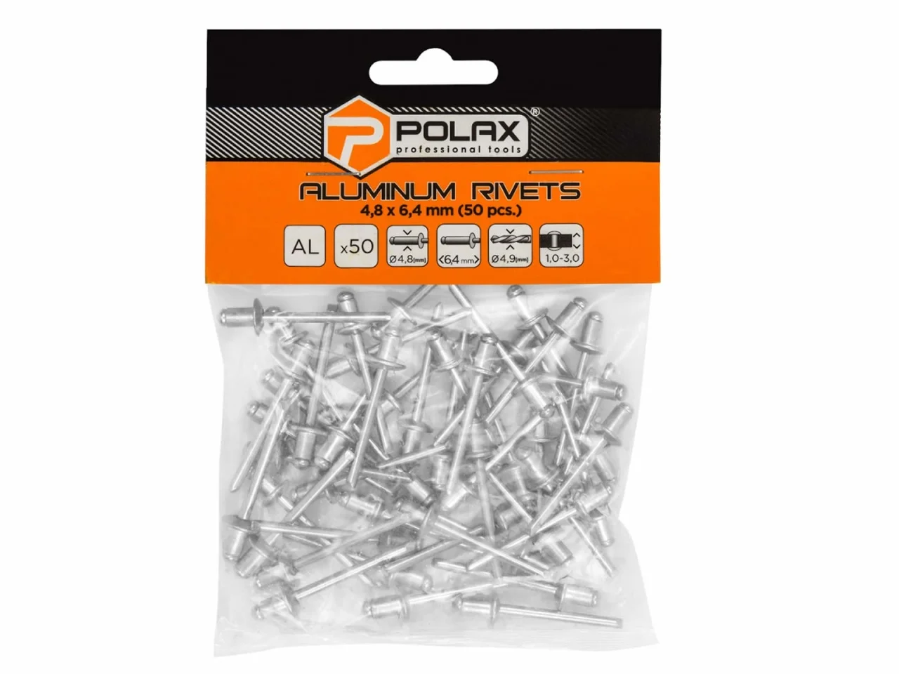 Nity aluminiowe 4,8 x 6,4mm 50 szt. — ujęcie 2