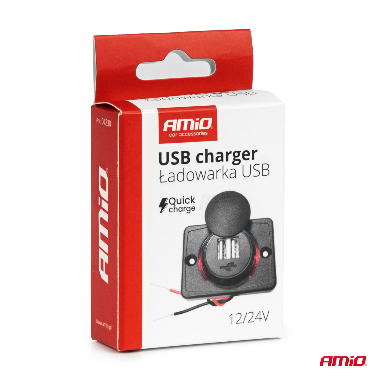 Ładowarka samochodowa z gniazdami USB wodoodporna kwadratowa 2x USB 12 V 24 V — ujęcie 5