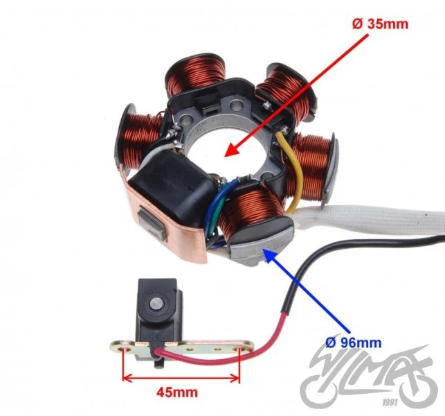 Stator iskrownik 6 cewek do Piaggio Gilera — ujęcie 2