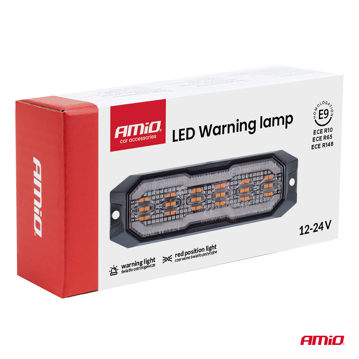 Lampa ostrzegawcza obrysowa pomarańczowa z funkcją świateł pozycyjnych czerwonych LED R65 R148 12 V 24 V 24 W — ujęcie 7