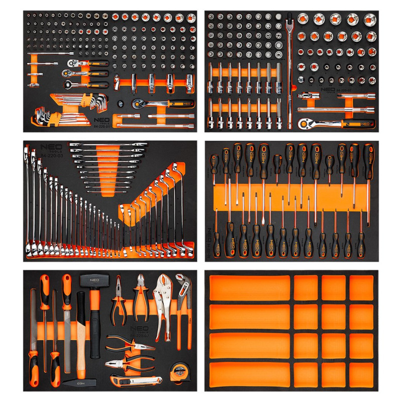 Wózek narzędziowy 7 szuflad z wyposażeniem, 330 elementów NEO TOOLS 84-220-6 — ujęcie 3