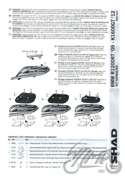 Stelaż kufra centralnego SHAD do BMW R1200 RT — ujęcie 2