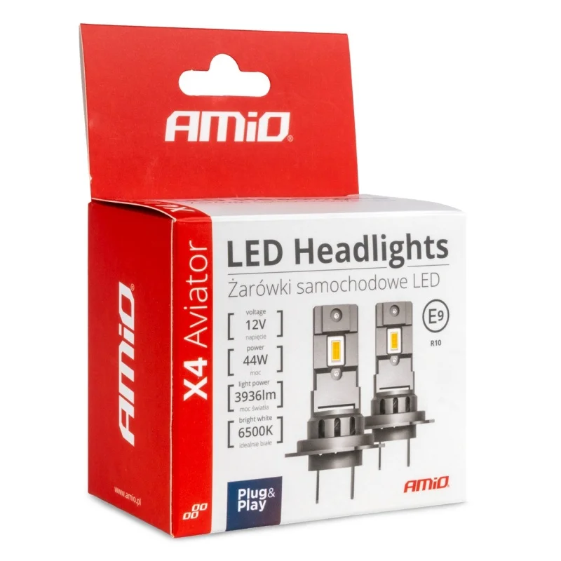 Żarówki samochodowe H7 LED X4 Aviator 6500K AMIO — ujęcie 2