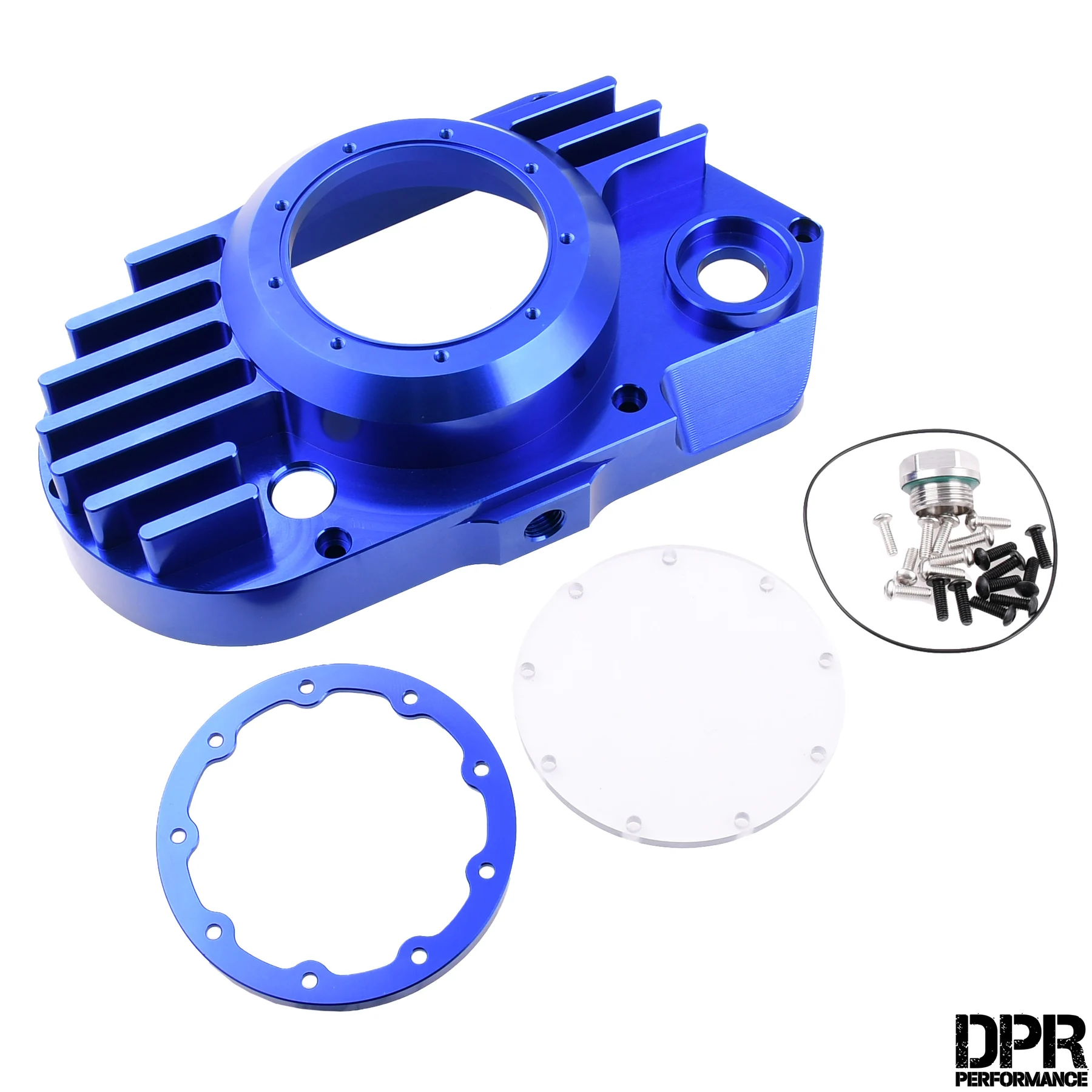 Pokrywa silnika Simson S51 SR50 lewa aluminium CNC clear niebieska + śruby DPR Performance — ujęcie 1