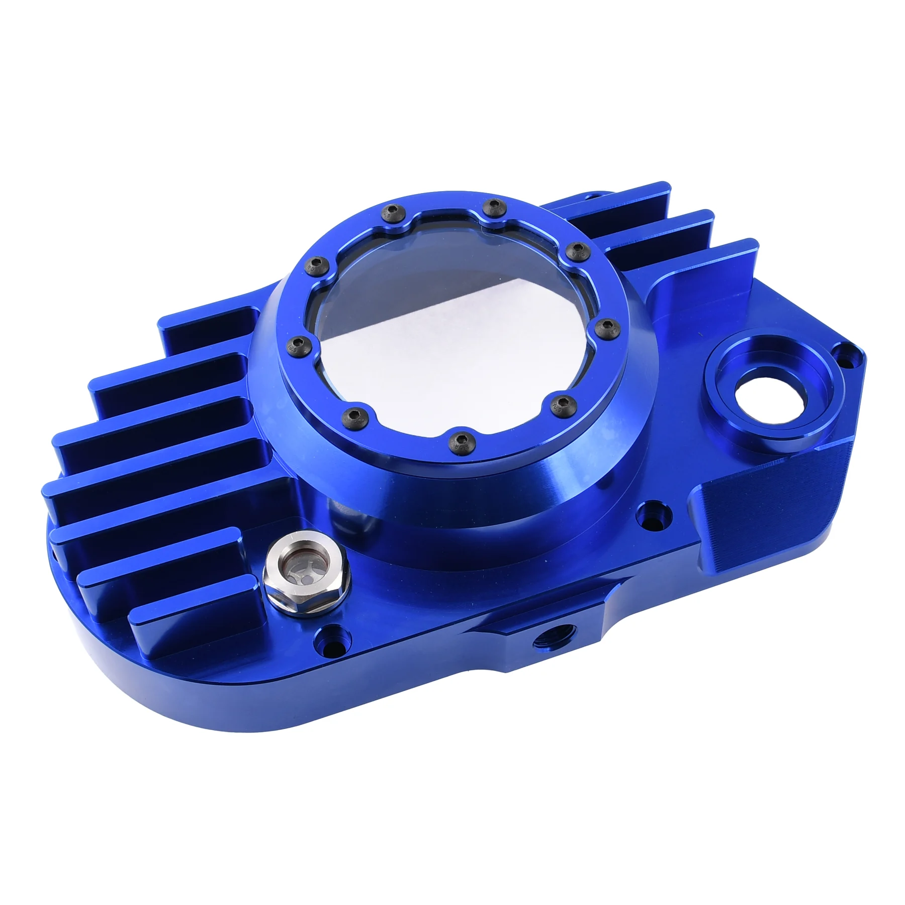 Pokrywa silnika Simson S51 SR50 lewa aluminium CNC clear niebieska + śruby DPR Performance — ujęcie 9