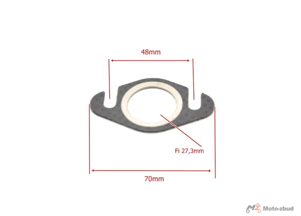 Uszczelka tłumika 27 × 41 × 1 mm uniwersalna 50 cm³ skuter 2T Yamaha (płaska) — ujęcie 2