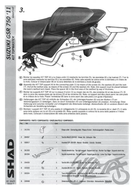 Stelaż kufra centralnego SHAD do Suzuki GSR 750 — ujęcie 2