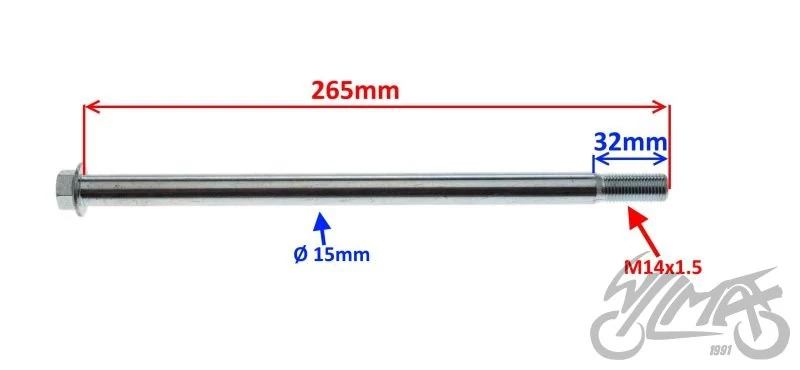 Oś koła ø15 × 265 tył do Rometa Caffe — ujęcie 2