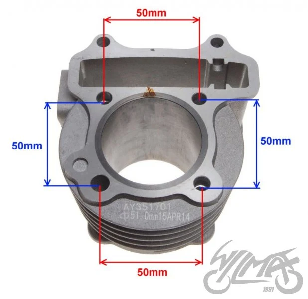 Cylinder GY6 50 4T z tłokiem 51 mm, wariant 90 — AY351701 — ujęcie 2