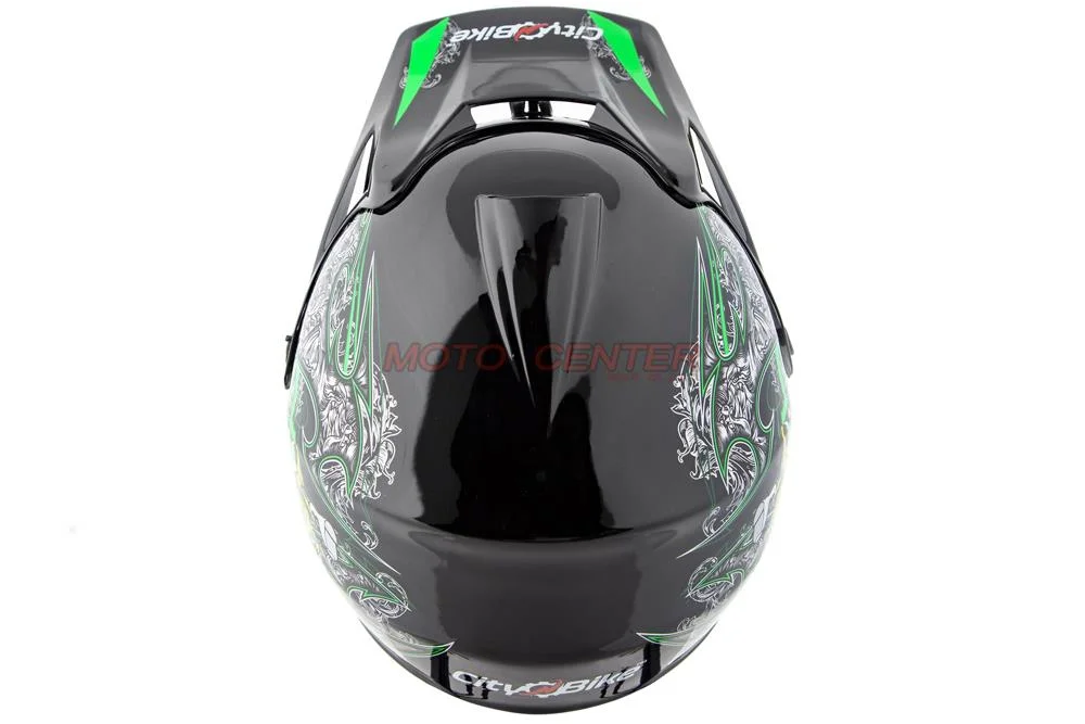 Kask crossowy City-Bike Dziecięcy WL-801A Junior Tatan czarny z Zielonym XS — ujęcie 4