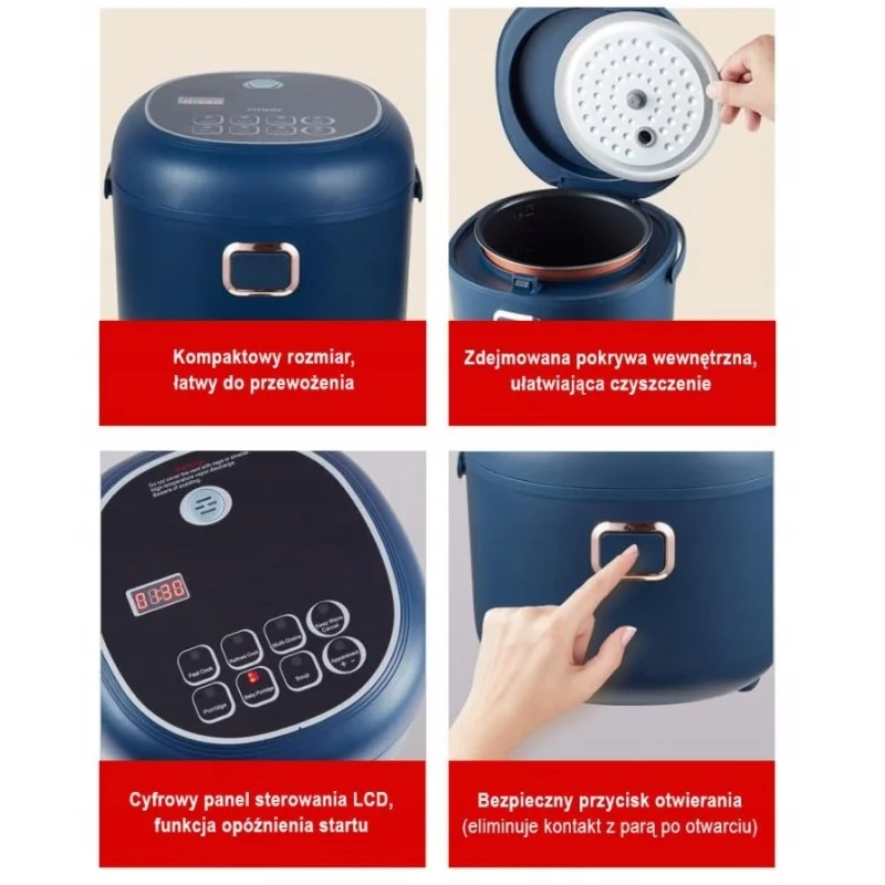 Ryżowar samochodowy 2l Multicooker 12V 24V TIR BUS LCD timer — ujęcie 3
