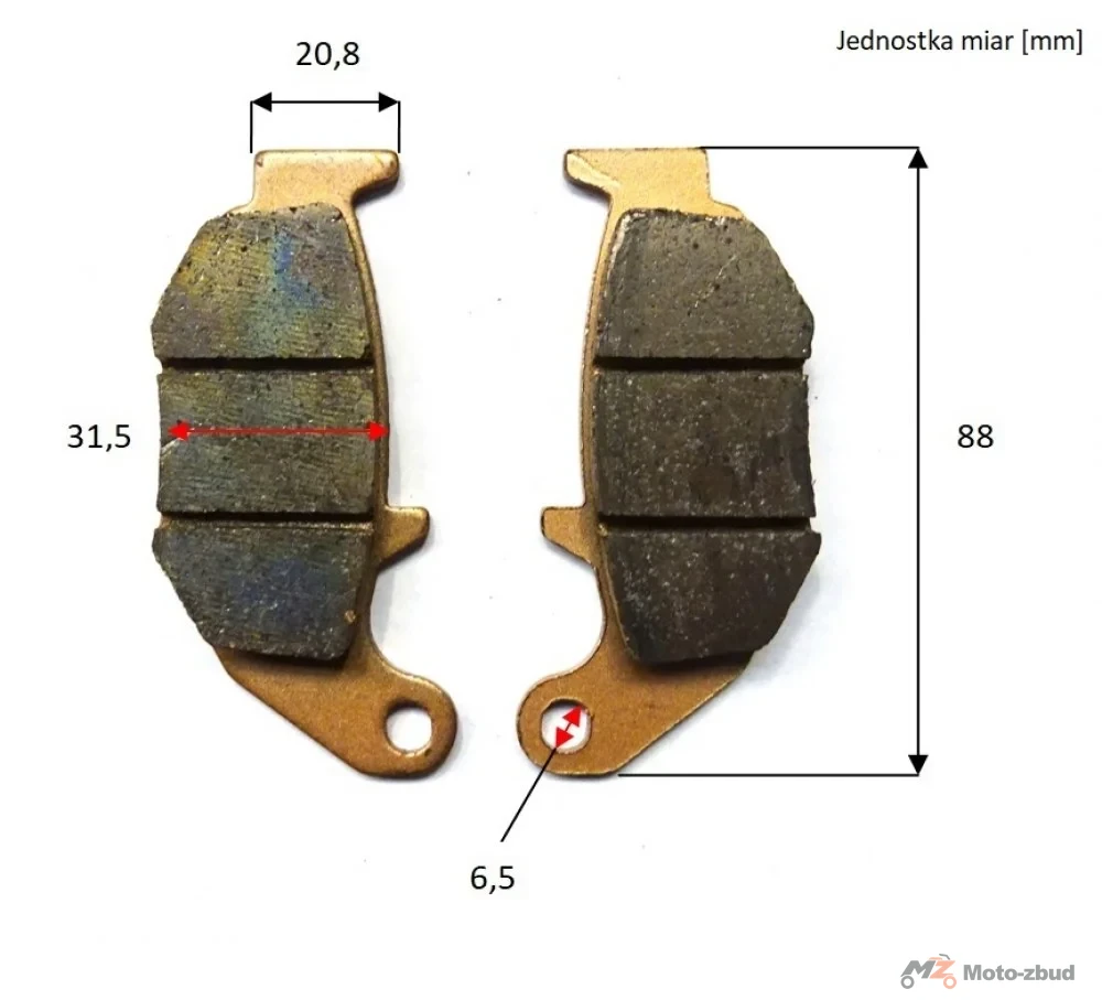 Junak RZ125 klocki hamulca hydraulicznego tył kpl. cbs (Euro IV) "Mikuni"