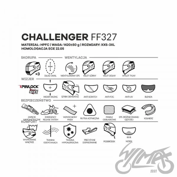 Kask LS2 FF327 Challenger Galactic White Blue — rozmiar XS — ujęcie 3