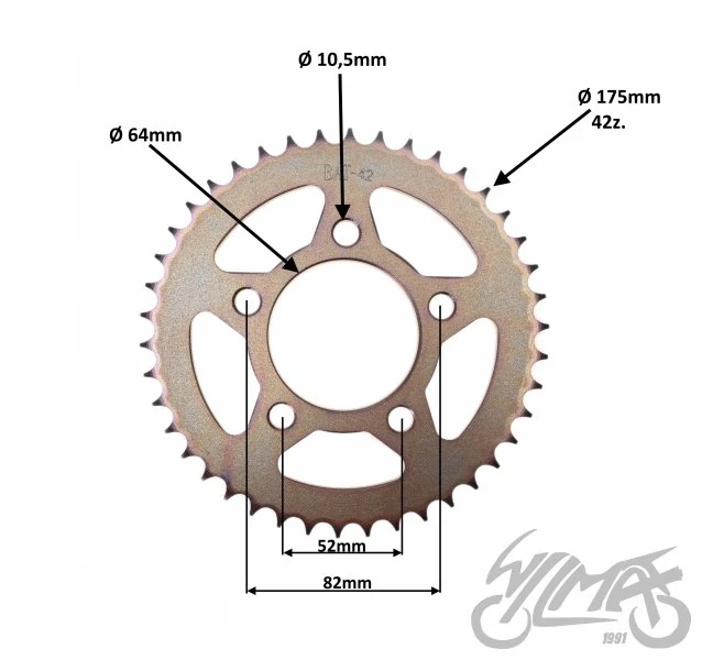 Zębatka tył 42z 428 do Junaka Racer — ujęcie 2