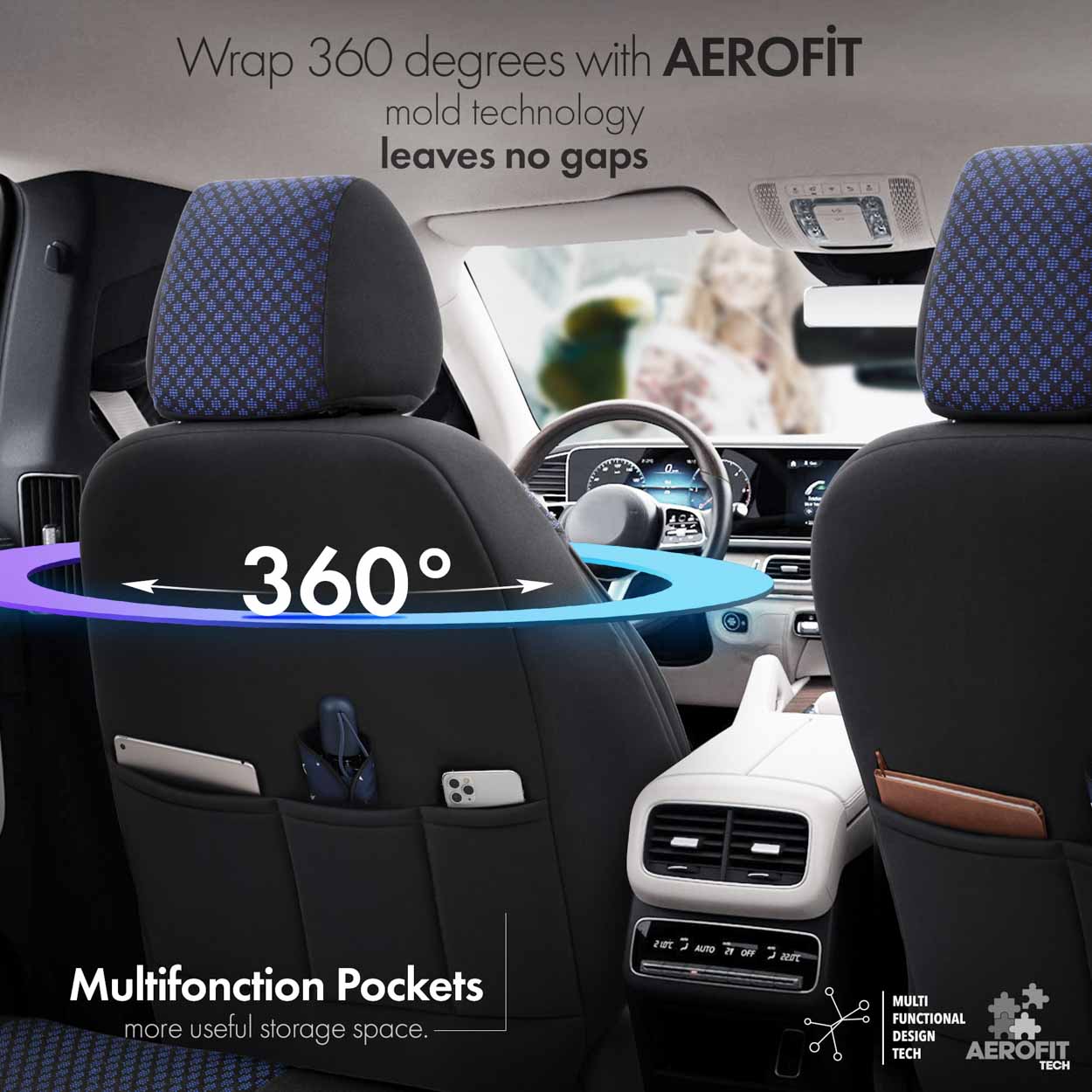 Komplet pokrowców na fotele samochodowe OTOM SPORT PLUS 104 BLUE NZ — ujęcie 2