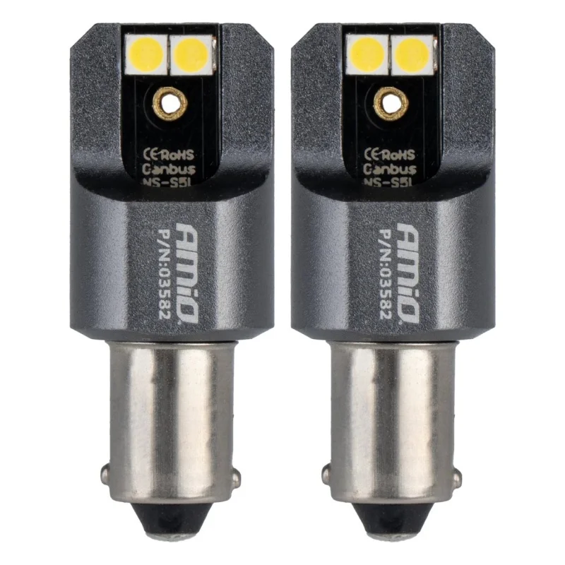 Żarówka T4W BA9S 12V/24V 4xLED SMD3030 CANBUS biała /AMIO (2szt.) — ujęcie 2