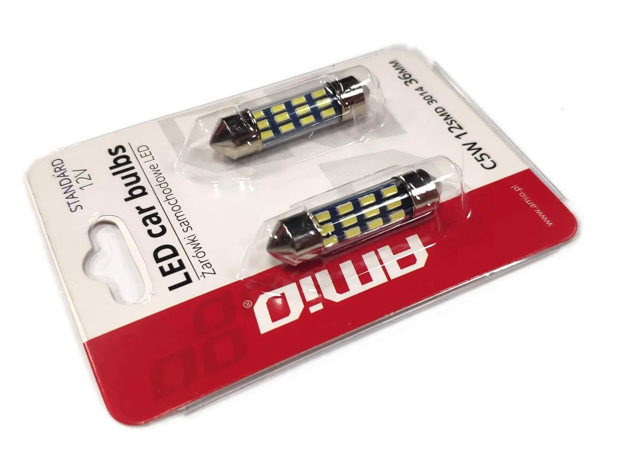 Żarówka rurkowa SV8.5 12V 36mm 12xSMD3014 LED biała (2szt.) — ujęcie 3