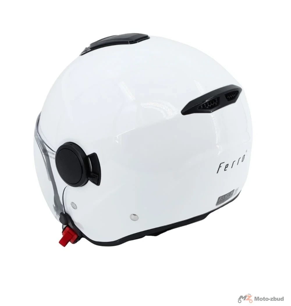 Kask Ferro OF839 z szybą i blendą przeciwsłoneczną bez szczęki biały XS — ujęcie 2
