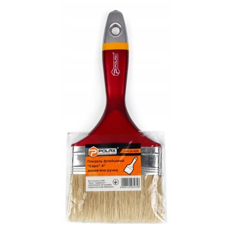 PĘDZEL PŁASKI PROSTY z PLASTIKOWĄ RĄCZKĄ EURO 4" 10 cm POLAX — ujęcie 2