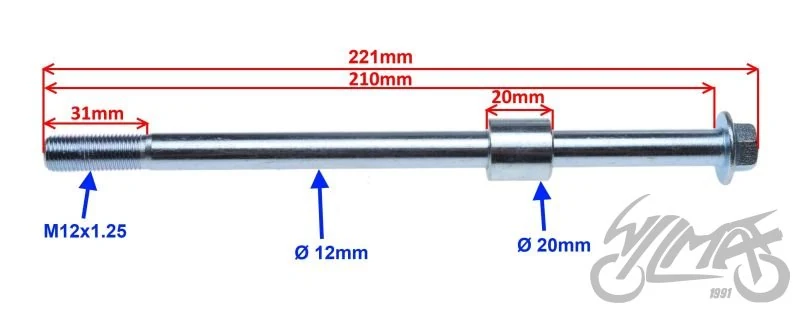 Oś koła przód do Junaka 904 ø12 × 210 — ujęcie 2