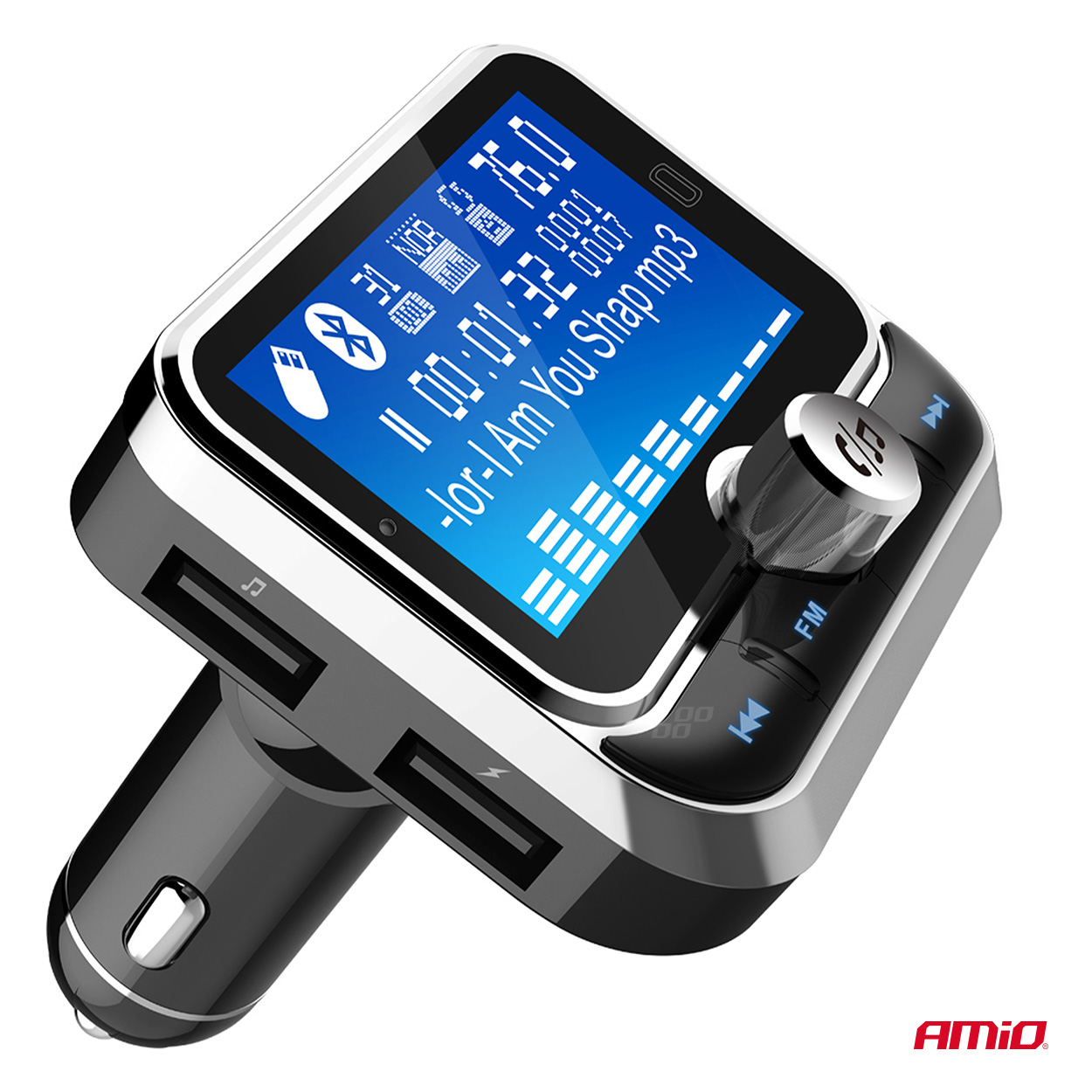 Transmiter samochodowy FM z pilotem 2×USB-A 12 V 24VAMIO-04657 — ujęcie 8