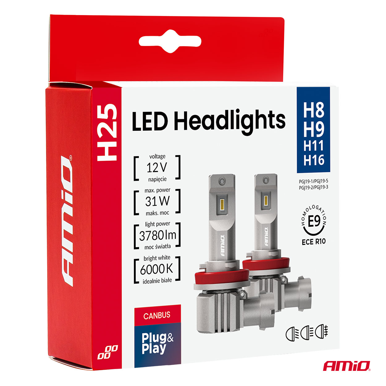 Żarówki samochodowe LED seria H25 CANBUS H8 H9 H11 H16 12 V 31 W — ujęcie 10
