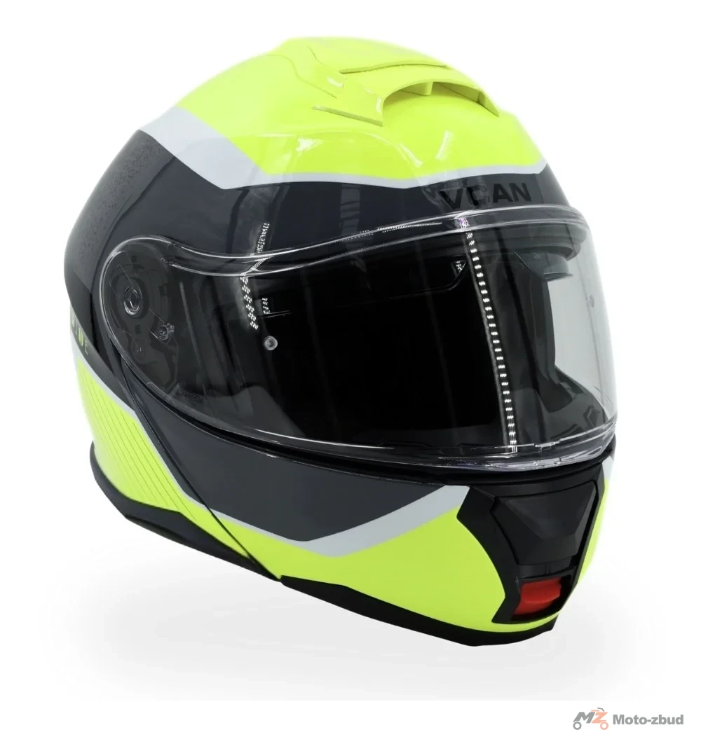 Kask VCAN model H272 sports yellow Black z podnoszoną szczęką i blendą czarno-szaro-żółty XL