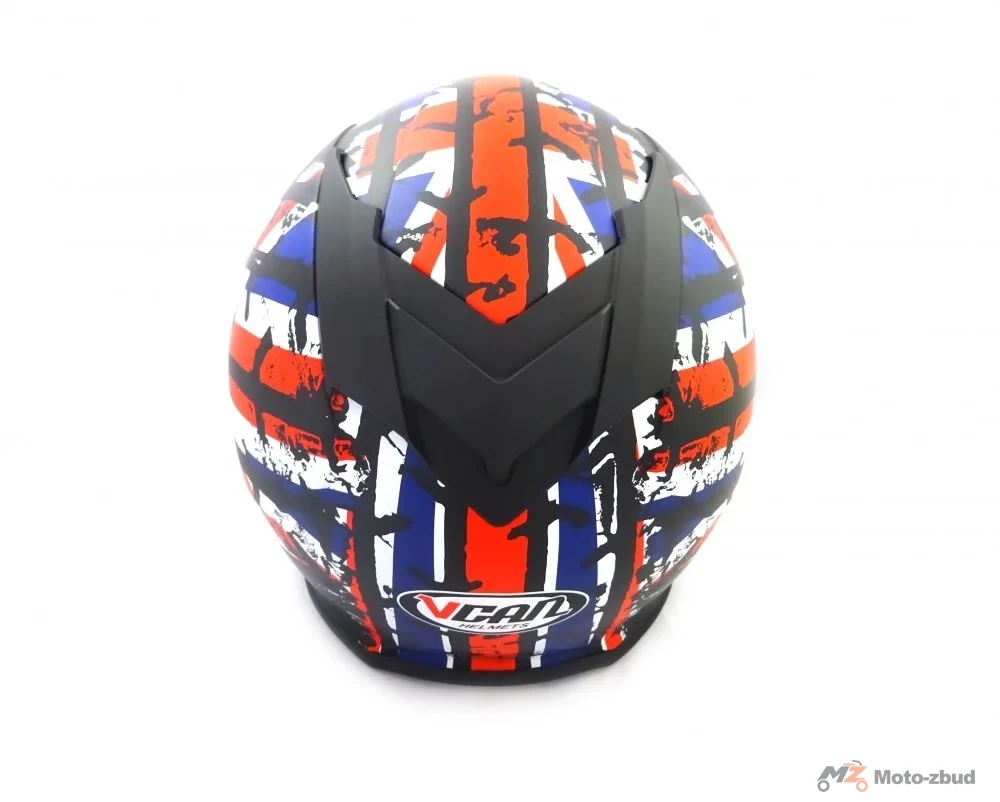 Kask VCAN model V126 flat Black union track integralny z blendą niebiesko-biało-czerwony z grafiką L — ujęcie 4