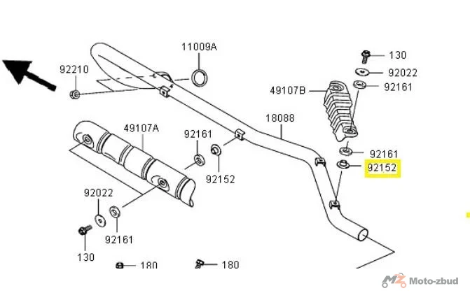 Podkładka dystans osłony wydechu OEM Kawasaki — ujęcie 2