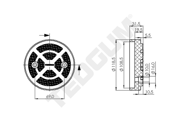 Podkladka podnosnika 123 mm TEDGUM 00844251 — ujęcie 5