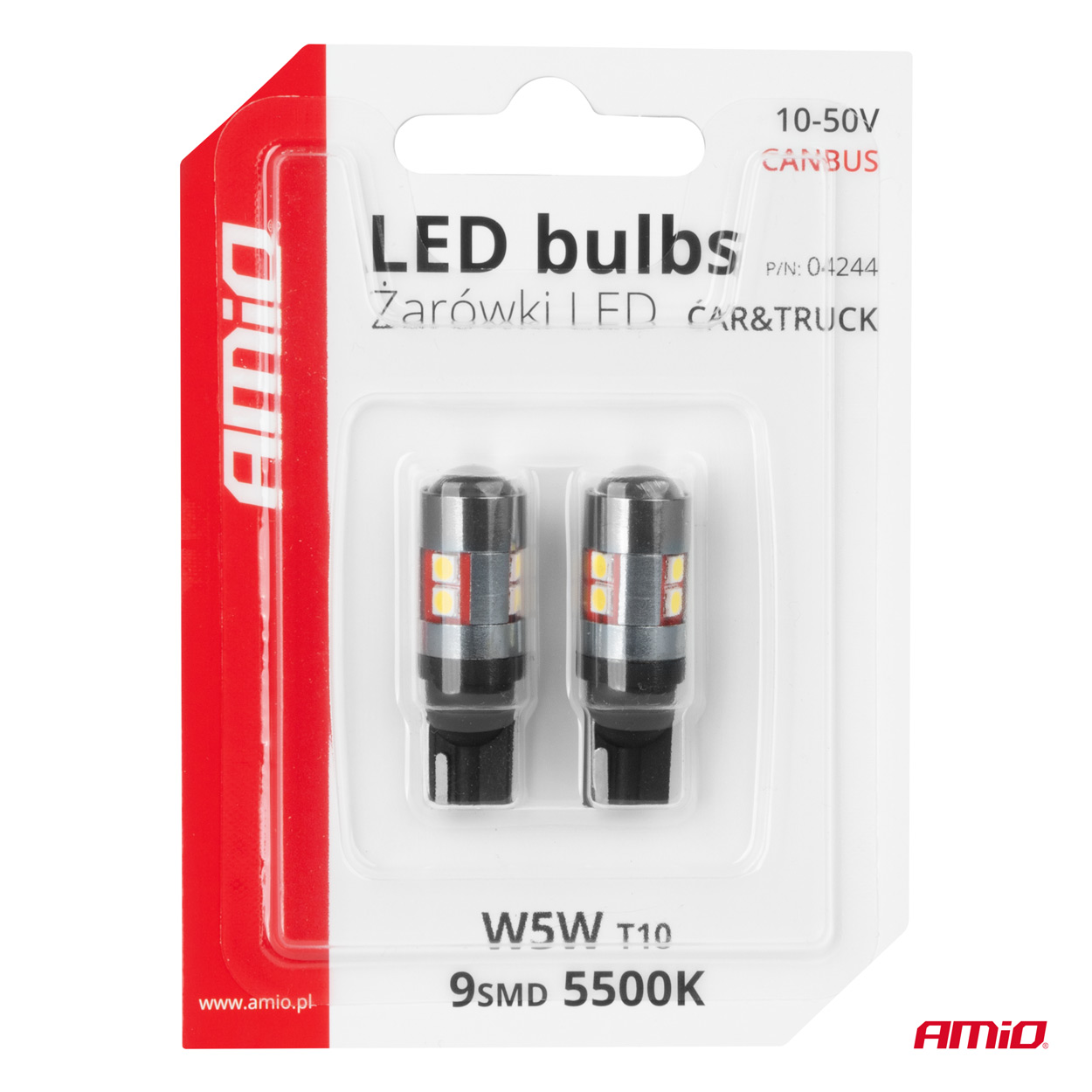 Żarówki LED CANBUS T10 W5W 9 SMD 3030 White 12 V 24 V 36 V 48 V — ujęcie 5