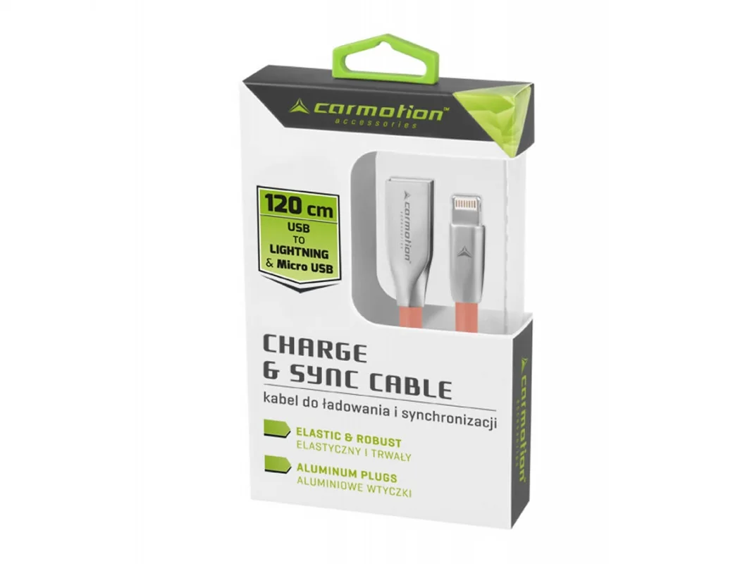 Kabel microUSB & iPhone Lighting 120cm różowy — ujęcie 2