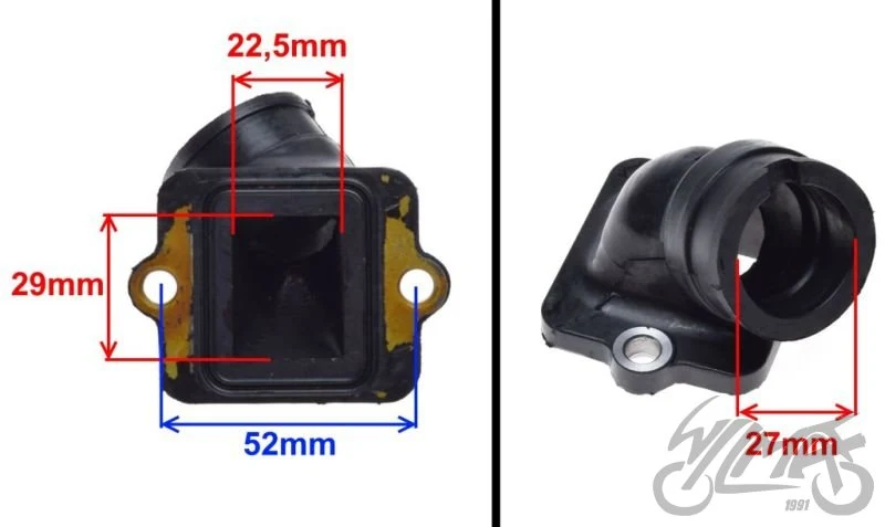 Króciec gaźnika Piaggio / Gilera — przelot 27 mm, RMS-0030 — ujęcie 2