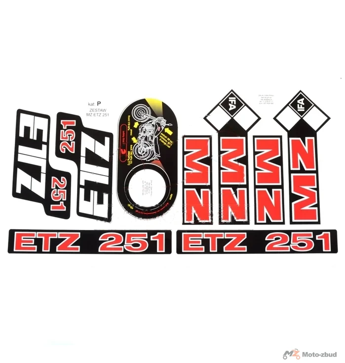 Naklejka MZ ETZ 251 czerwona kpl.