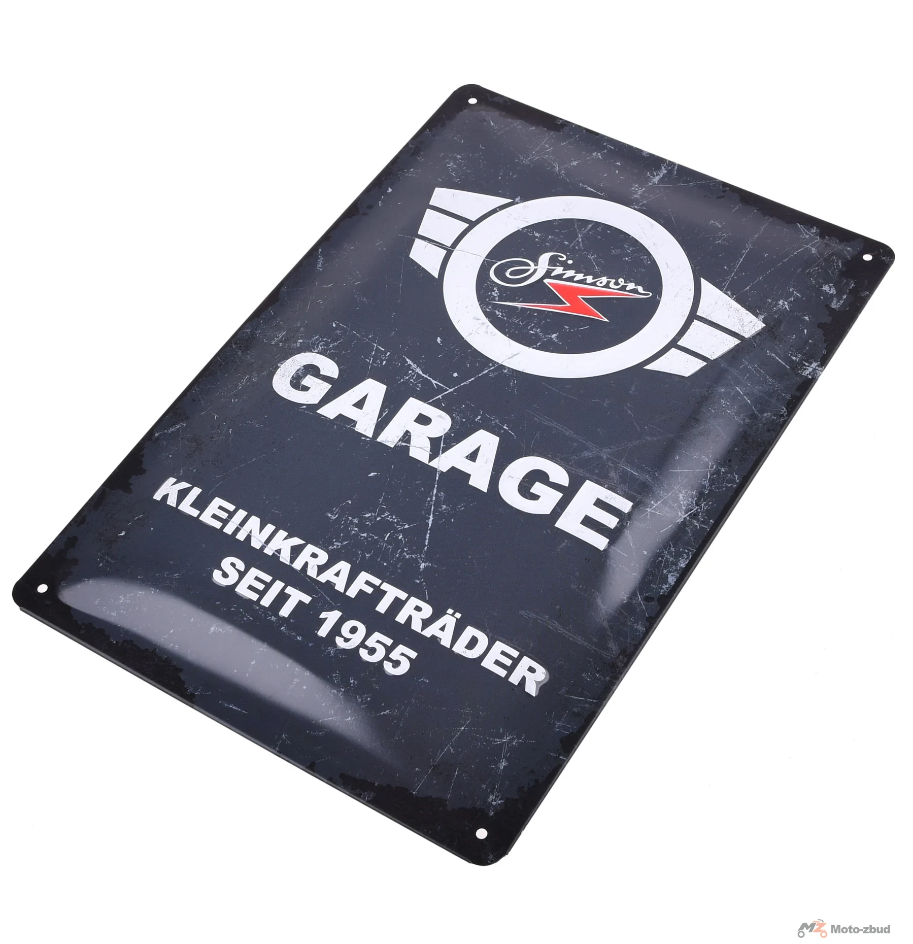 Tabliczka blaszana 3D 20 × 30 cm szaro - biała Simson garage MZA