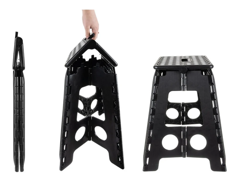 Stołek składany czarno-biały 39 cm — ujęcie 4
