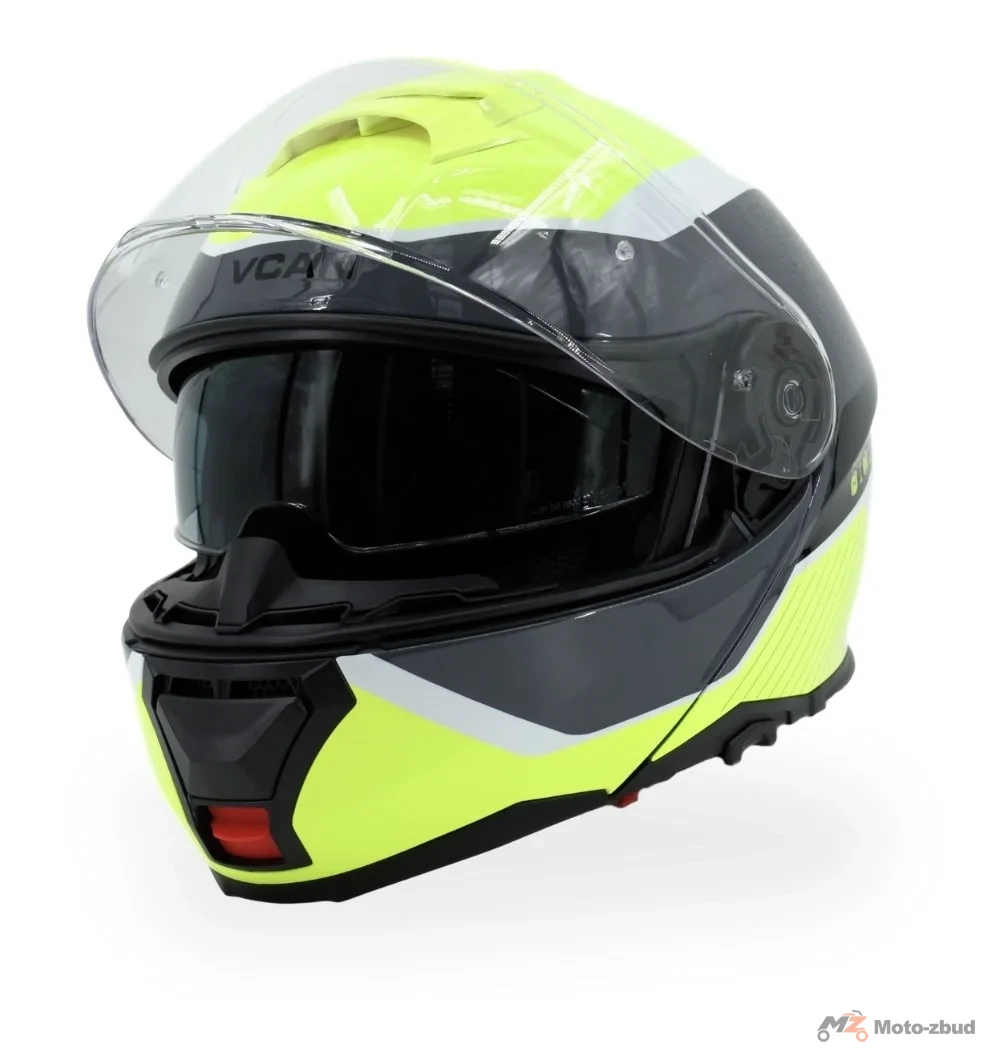 Kask VCAN model H272 sports yellow Black z podnoszoną szczęką i blendą czarno-szaro-żółty M — ujęcie 3