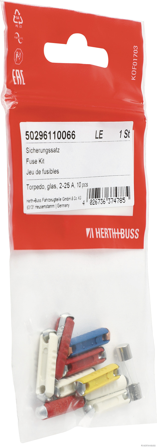 Zestaw bezpieczników Torpedo, 10 szt. HERTH+BUSS 50296110066 — ujęcie 2