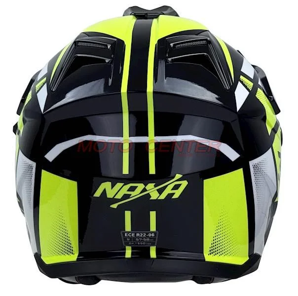 Kask crossowy Naxa CO4 czarno/żółty fluo 2XL szybka, blenda, pinlock — ujęcie 3