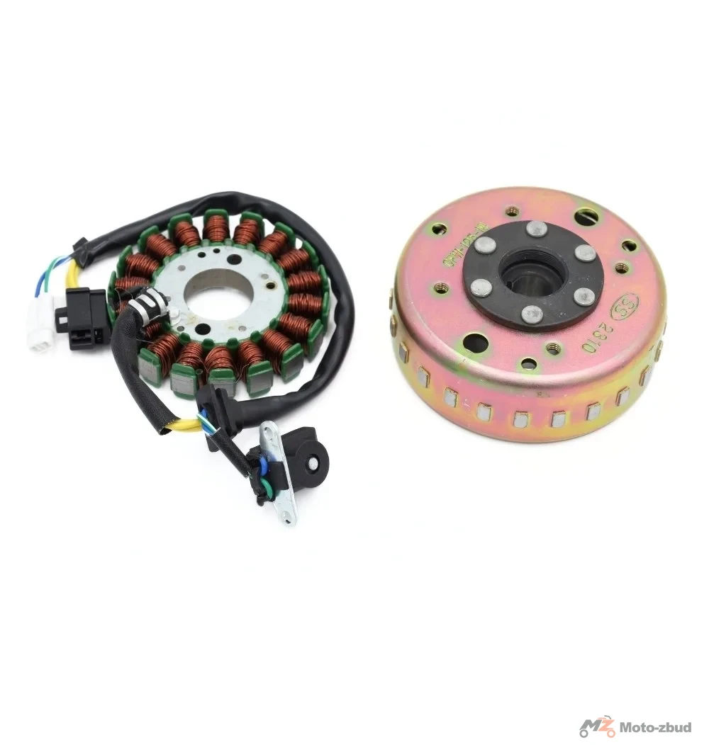 Junak 607 125 cm³ iskrownik (alternator) "125" kpl. (18 cewek) (2x kostka 2/3 piny) + koło magnesowe (Euro v) — ujęcie 2