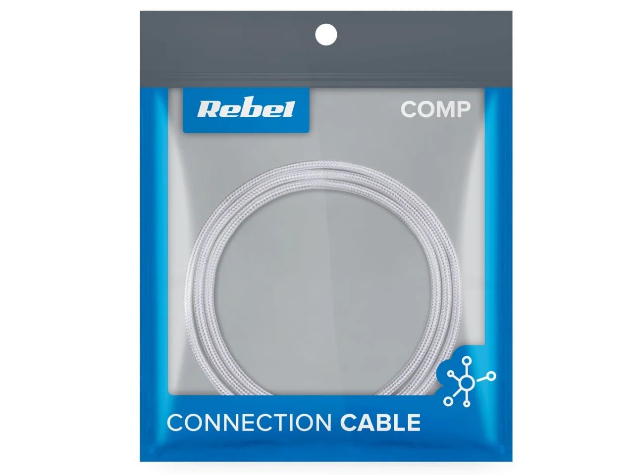 Kabel USB > micro USB 100cm TPE + nylon REBEL biały — ujęcie 2