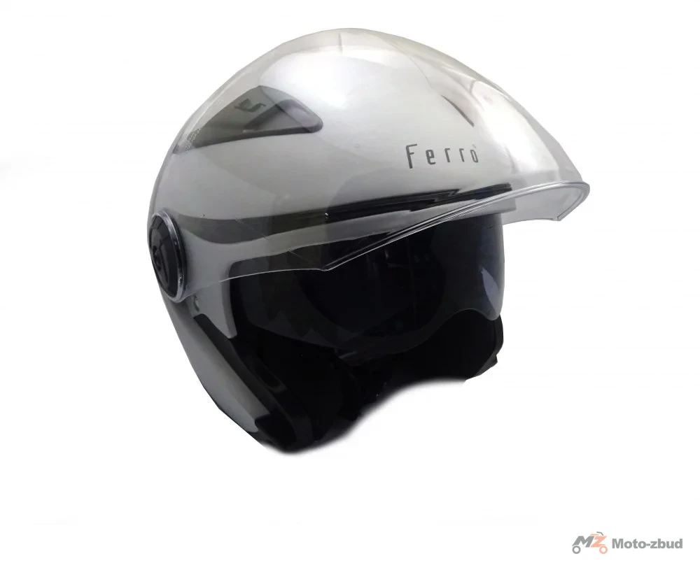 Kask Ferro 810A z szybą i blendą przeciwsłoneczną bez szczęki srebrny mat XL — ujęcie 2