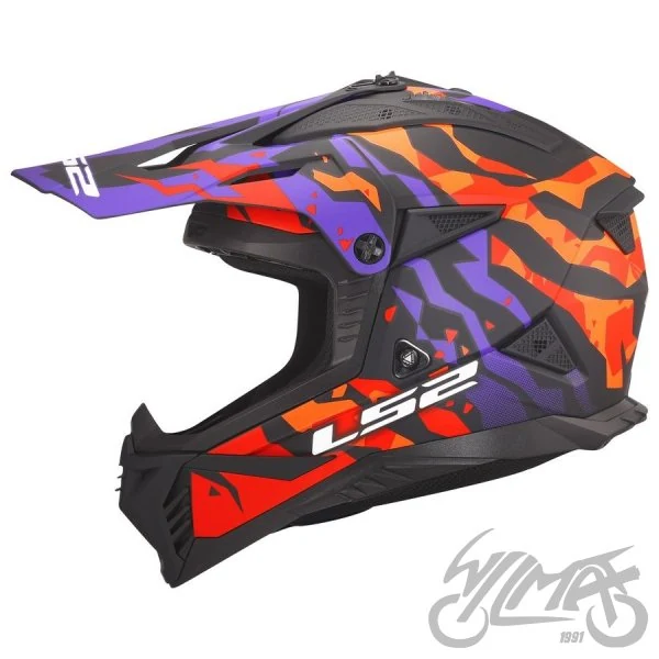 Kask LS2 MX708 Fast II Grotesk Purple Orange — XS — ujęcie 2