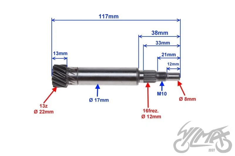 Wałek przekładnia tył sprzęgłowy 2T — Keeway Hurricane / Keeway Focus — ujęcie 2