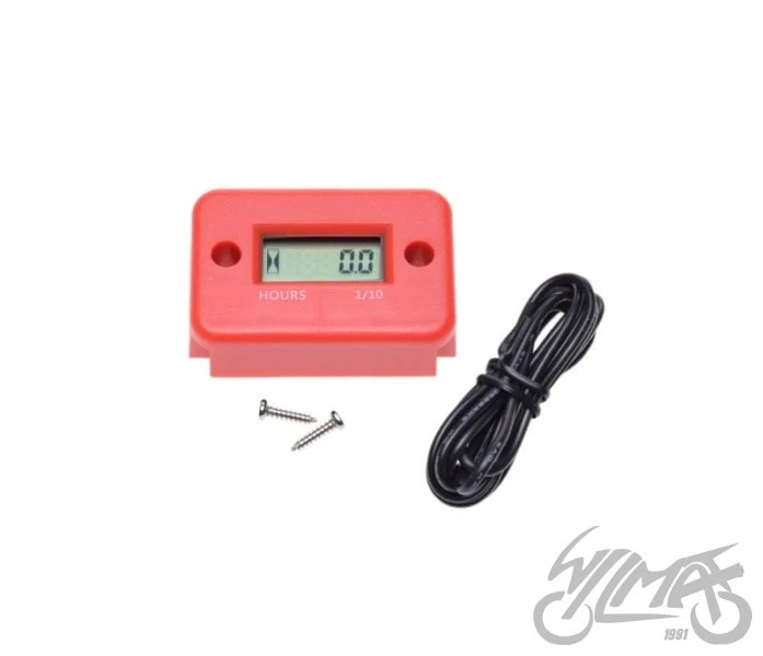 Uniwersalny licznik motogodzin czerwony — rozstaw mocowania 38 mm — ujęcie 1